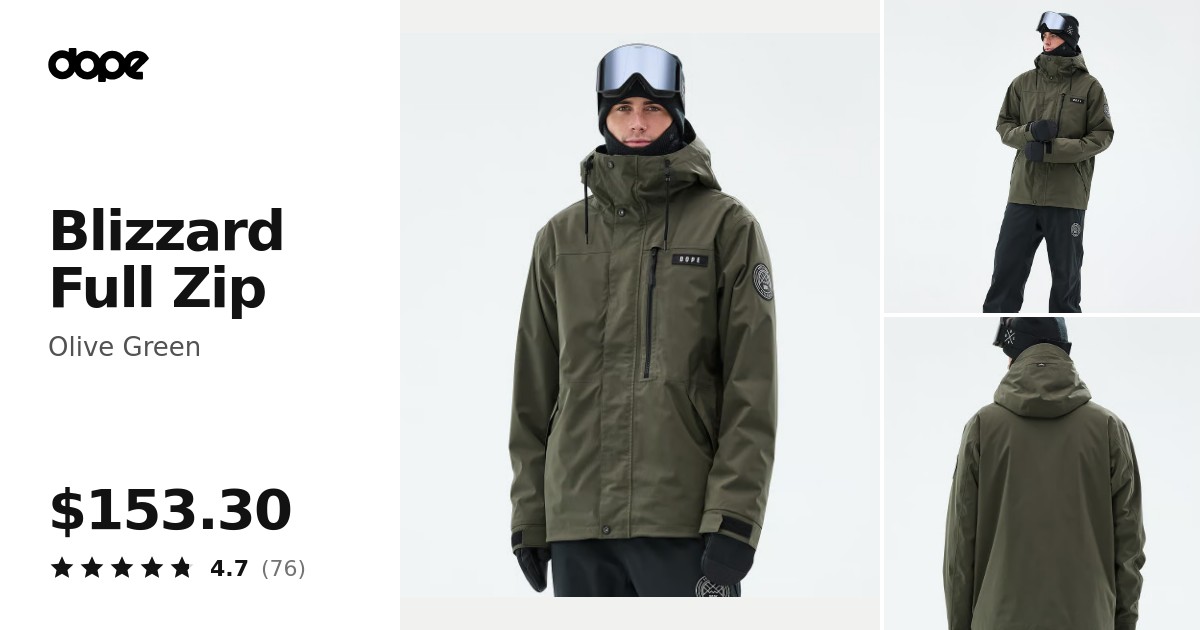 Dope Blizzard Full Zip Ski Jacket Men Olive Green | Dopesnow.com