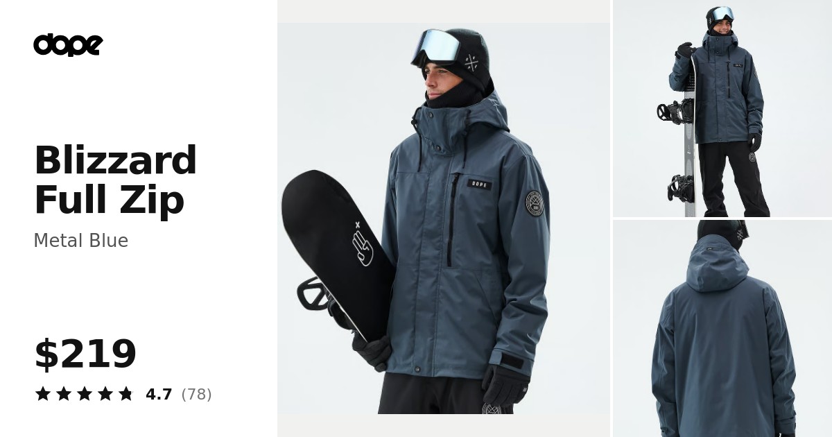Dope Blizzard Full Zip Snowboard Jacket Men Metal Blue | Dopesnow.com