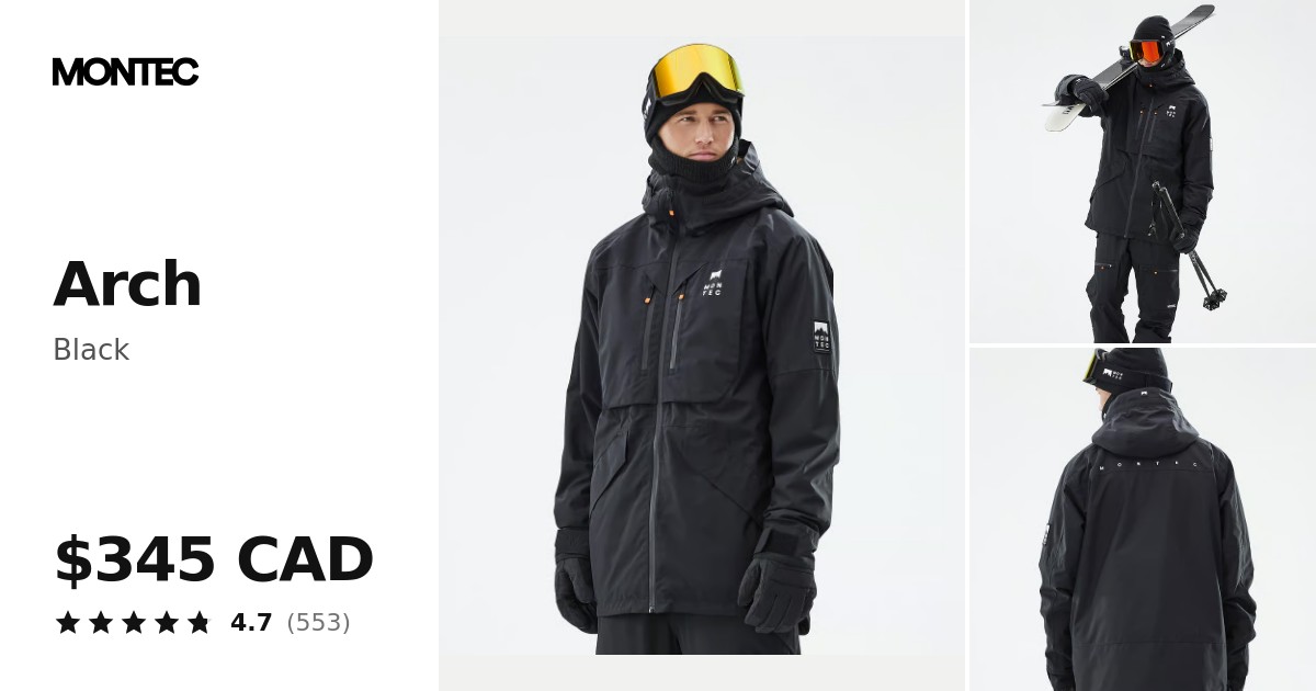 Montec Arch Ski Jacket Men Black | Montecwear CA