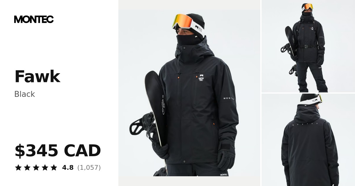 Montec Fawk Snowboard Jacket Men Black | Montecwear CA