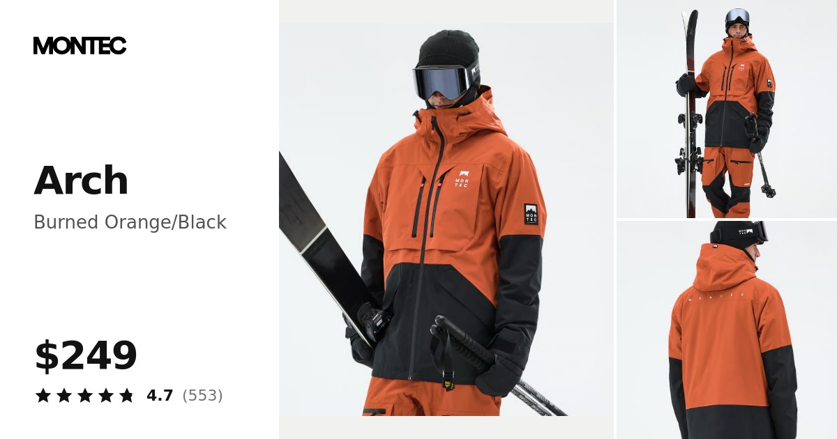 Montec Arch Ski Jacket Men Burned Orange/Black | Montecwear.com