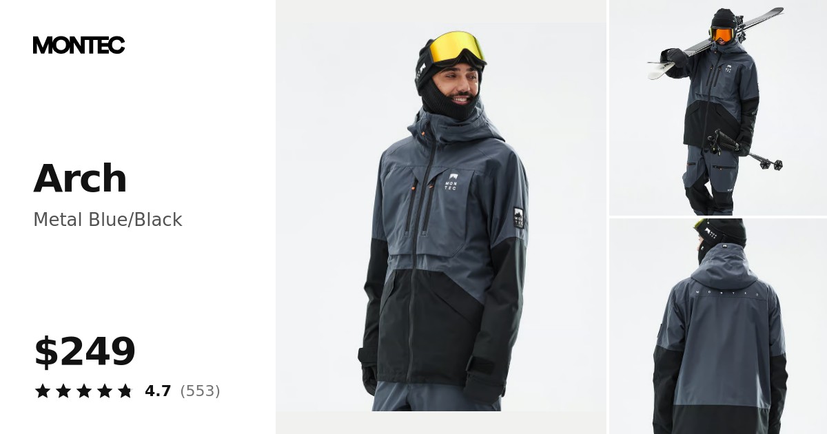 Montec Arch Ski Jacket Men Metal Blue/Black | Montecwear.com