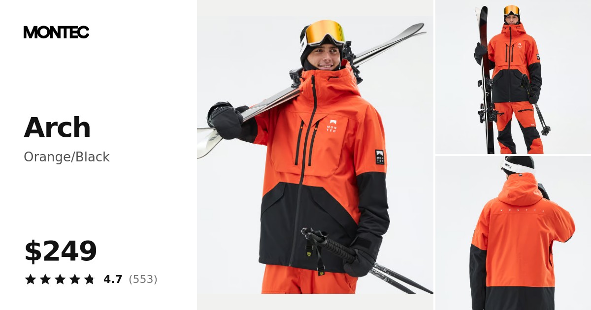 Montec Arch Ski Jacket Men Orange/Black | Montecwear.com