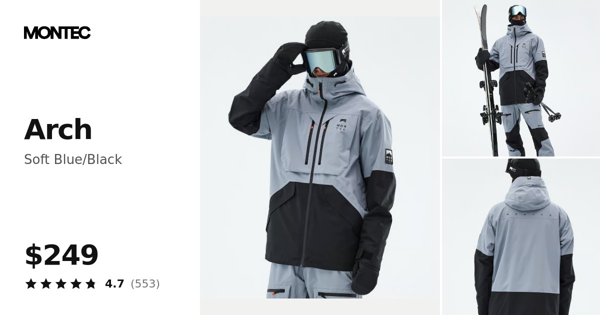 Montec Arch Ski Jacket Men Soft Blue/Black | Montecwear.com