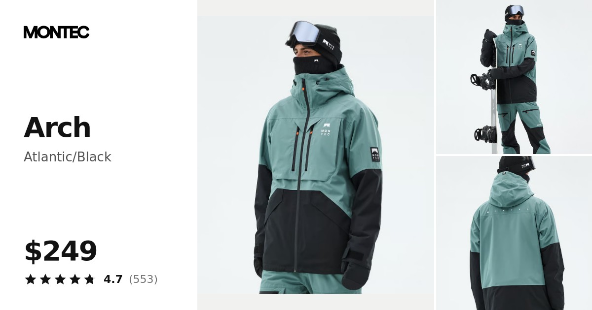 Montec Arch Snowboard Jacket Men Atlantic/Black | Montecwear.com