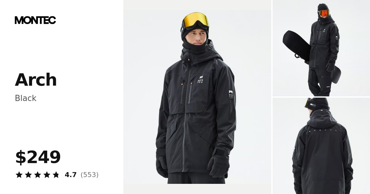 Montec Arch Snowboard Jacket Men Black | Montecwear.com