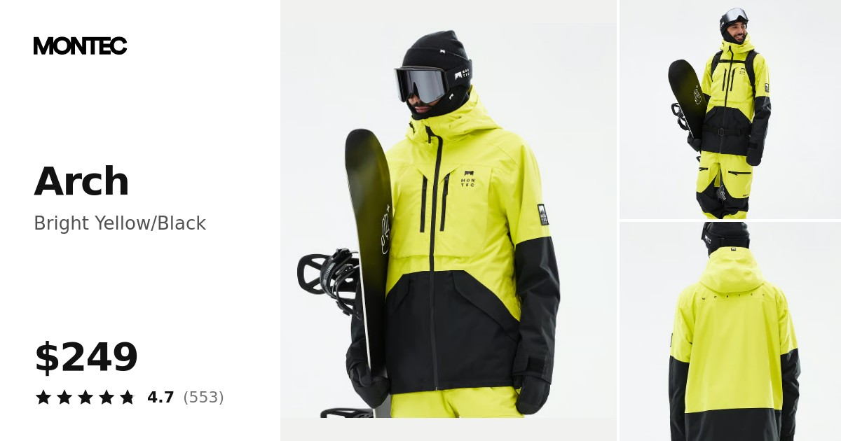Montec Arch Snowboard Jacket Men Bright Yellow/Black | Montecwear.com