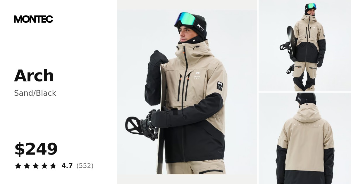 Montec Arch Snowboard Jacket Men Sand/Black | Montecwear.com