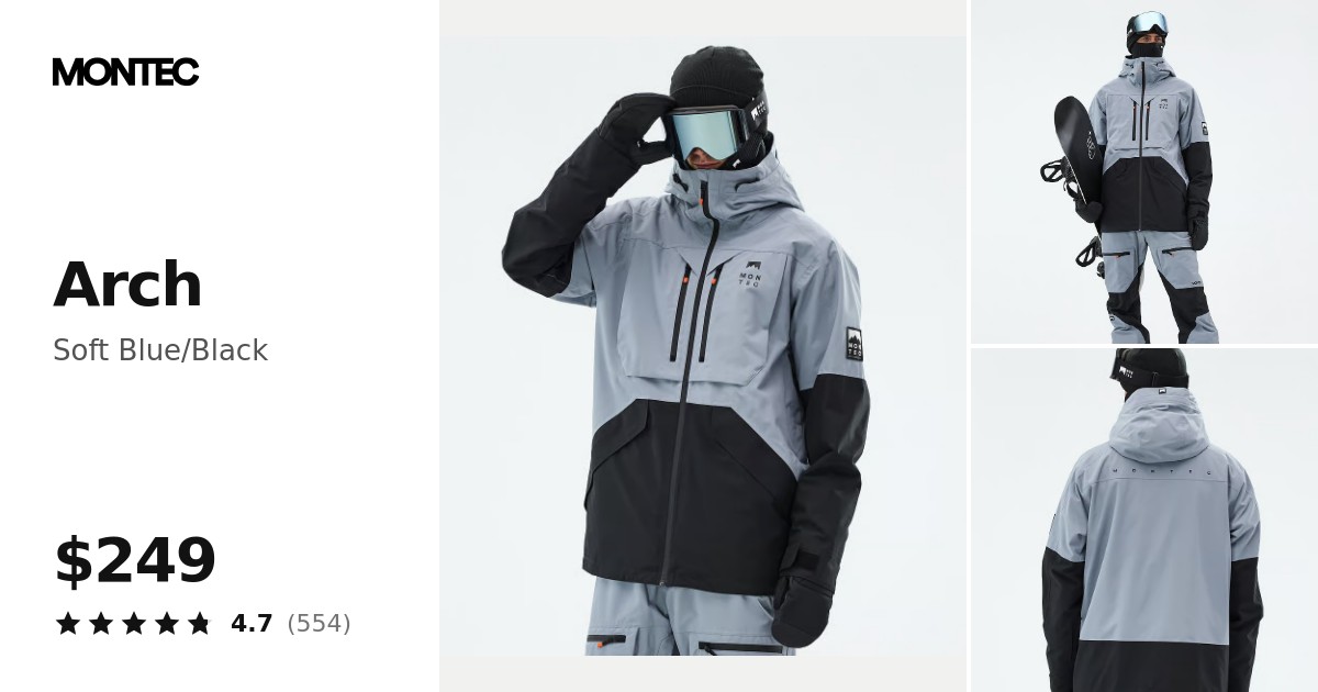 Montec Arch Snowboard Jacket Men Soft Blue/Black | Montecwear.com