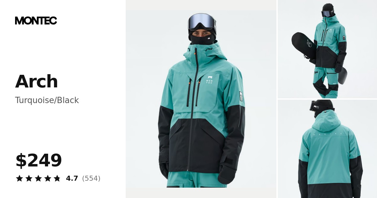 Montec Arch Snowboard Jacket Men Turquoise/Black | Montecwear.com