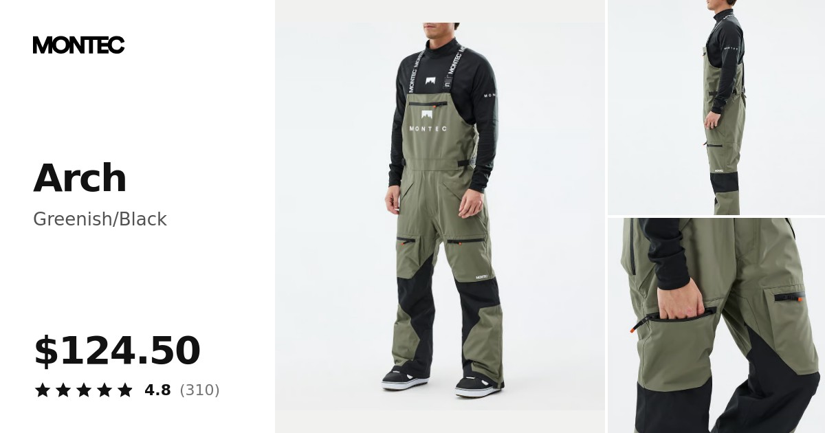 Montec Arch Snowboard Pants Men Greenish/Black | Montecwear.com