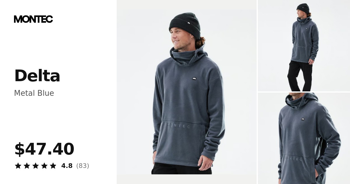 Montec Delta Fleece Hoodie Men Metal Blue | Montecwear.com