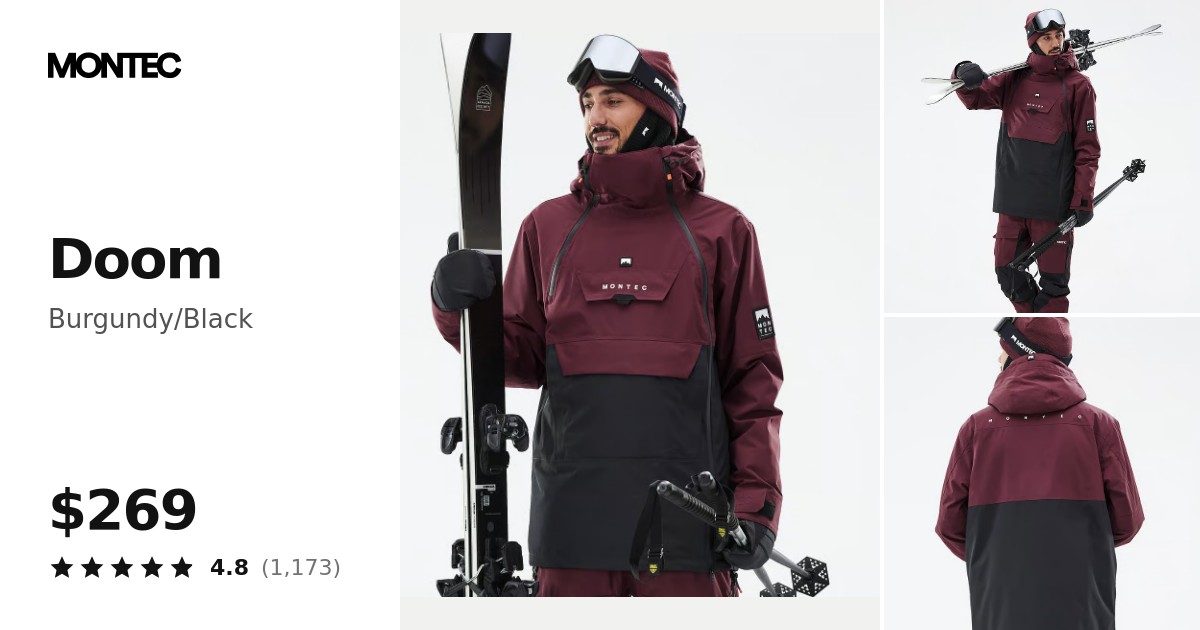 Montec Doom Ski Jacket Men Burgundy/Black | Montecwear.com