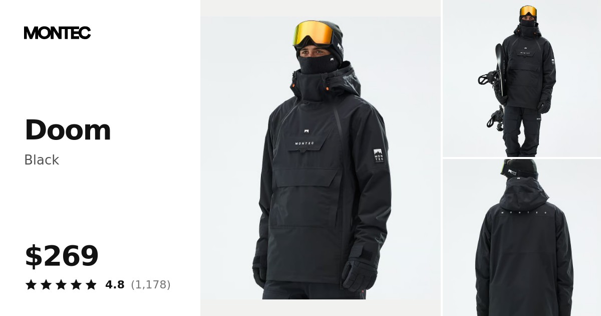 Montec Doom Snowboard Jacket Men Black | Montecwear.com