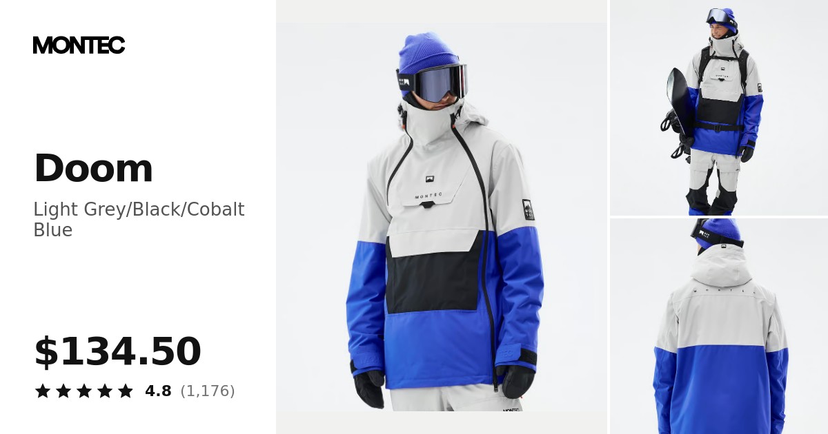Montec Doom Snowboard Jacket Men Light Grey/Black/Cobalt Blue