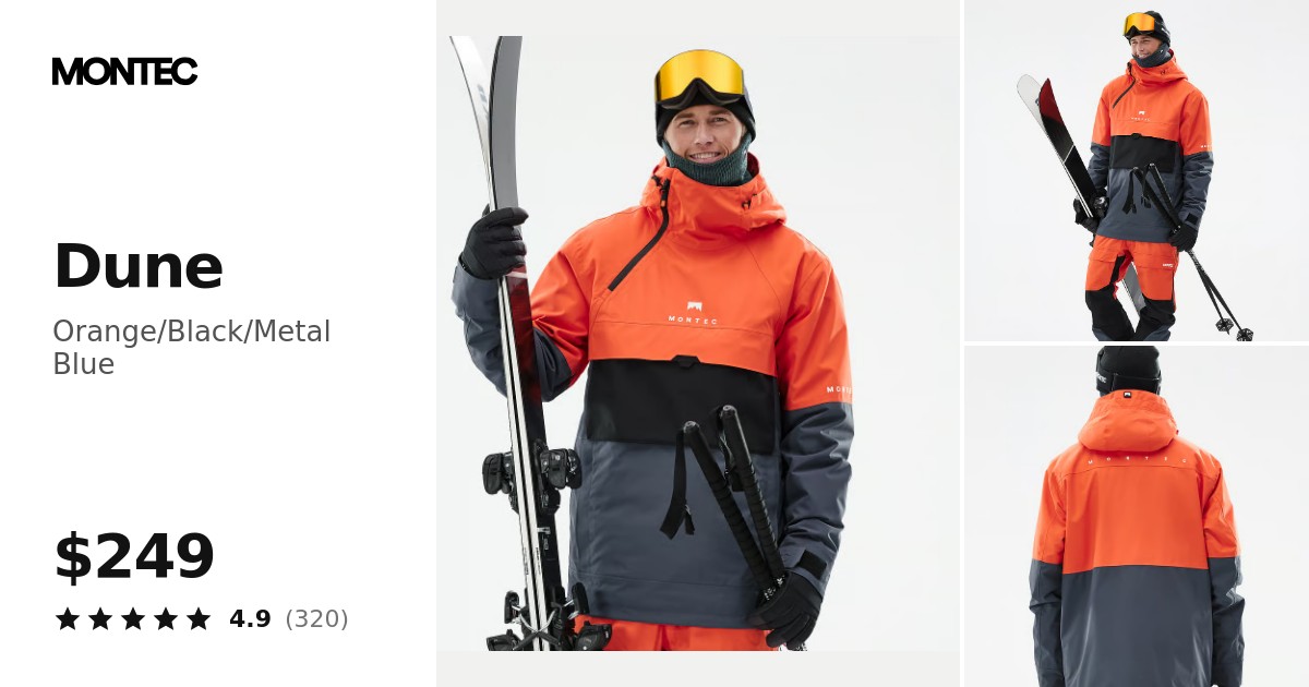 von.mac フルスーツ オレンジ/ブラック Montec Dune Ski Jacket Men Orange/Black/Metal Blue | Montecwear.com