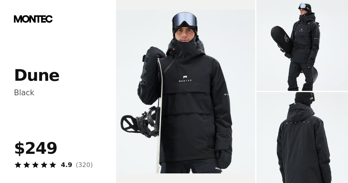 Montec Dune Snowboard Jacket Men Black | Montecwear.com