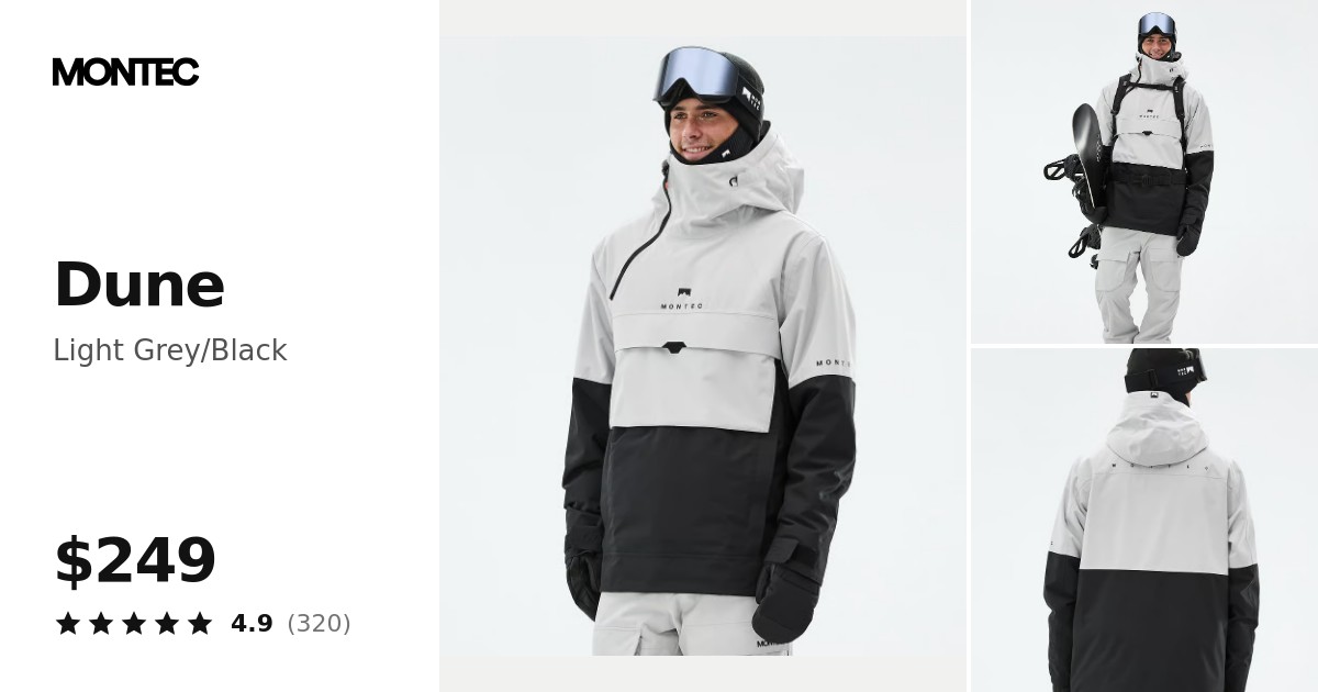 Montec Dune Snowboard Jacket Men Light Grey/Black | Montecwear.com
