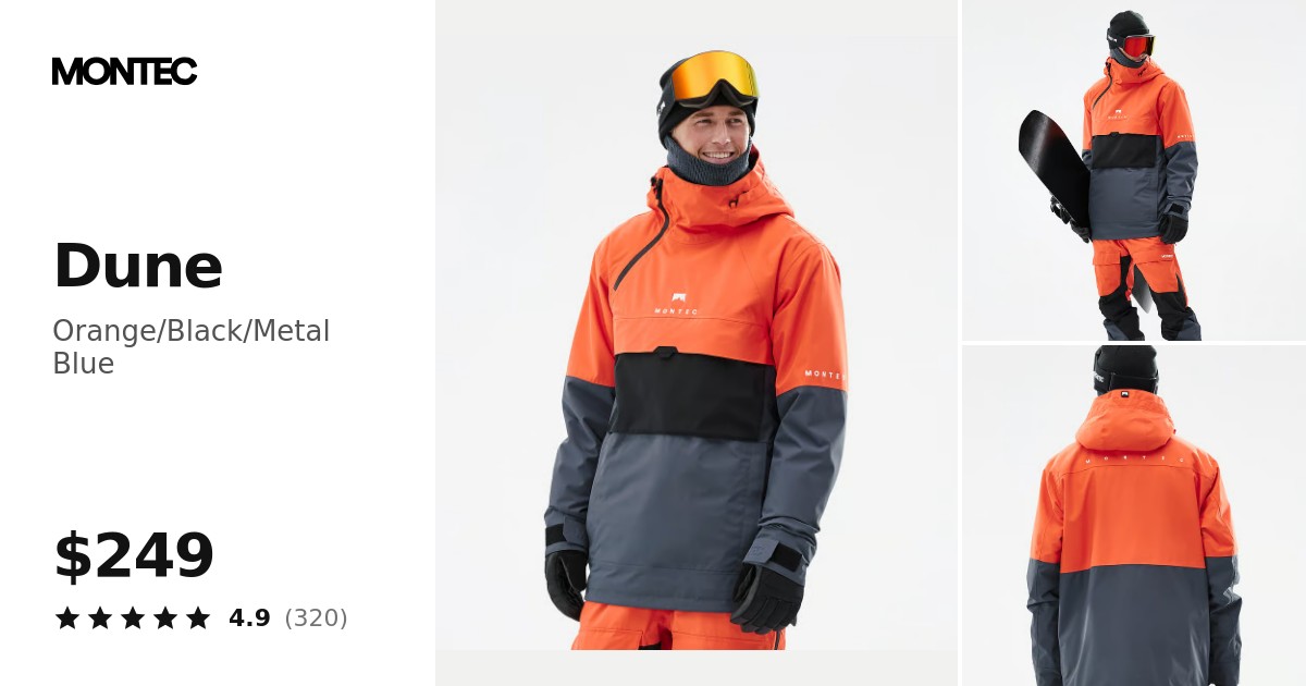 Montec Dune Snowboard Jacket Men Orange/Black/Metal Blue