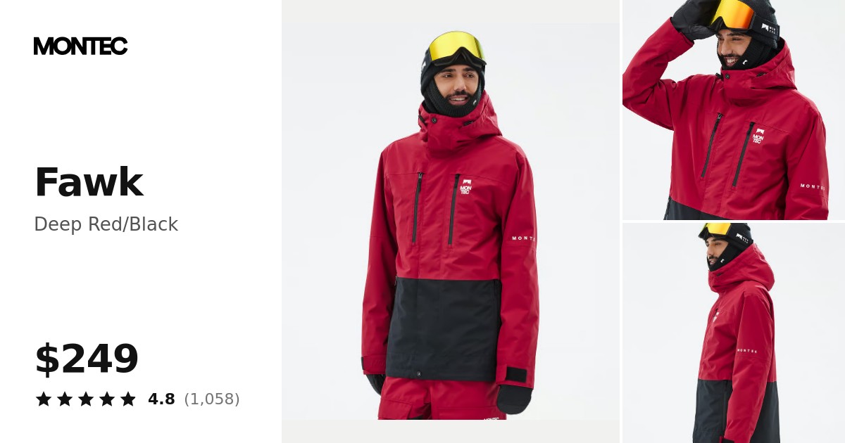 Montec Fawk Ski Jacket Men Deep Red/Black | Montecwear.com