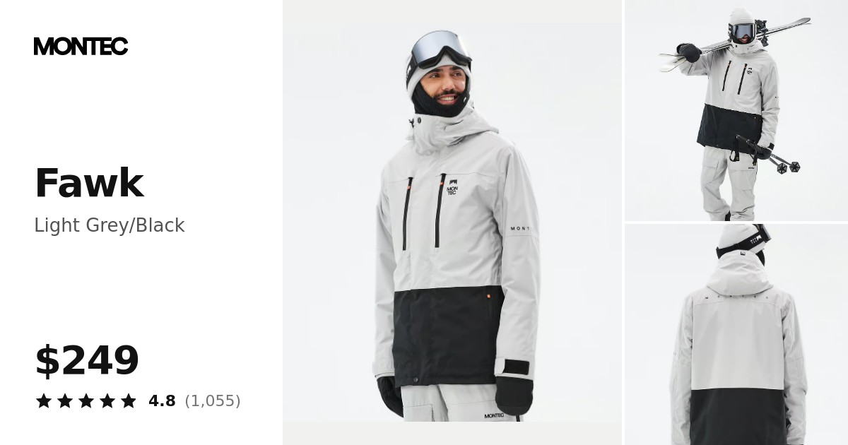 Montec Fawk Ski Jacket Men Light Grey/Black | Montecwear.com