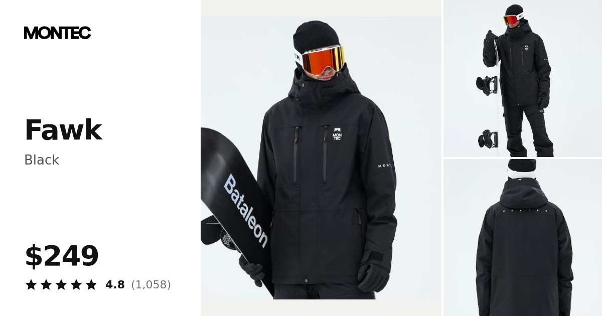 Montec Fawk Snowboard Jacket Men Black | Montecwear.com