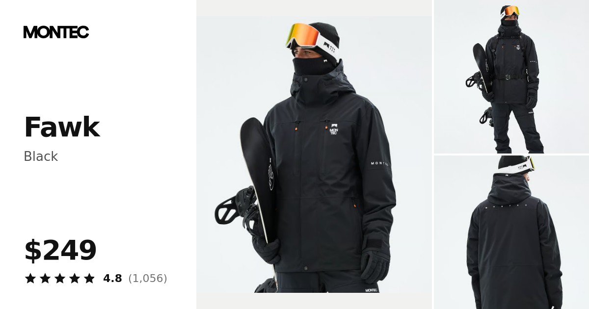 Montec Fawk Snowboard Jacket Men Black | Montecwear.com