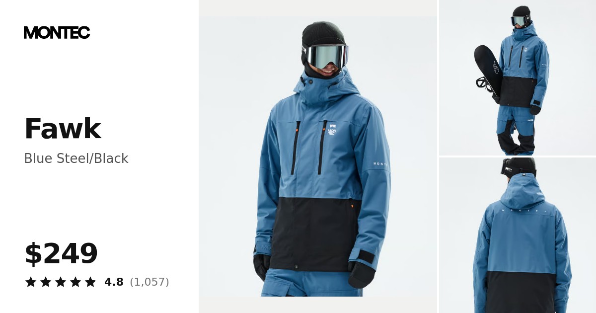 Montec Fawk Snowboard Jacket Men Blue Steel/Black | Montecwear.com