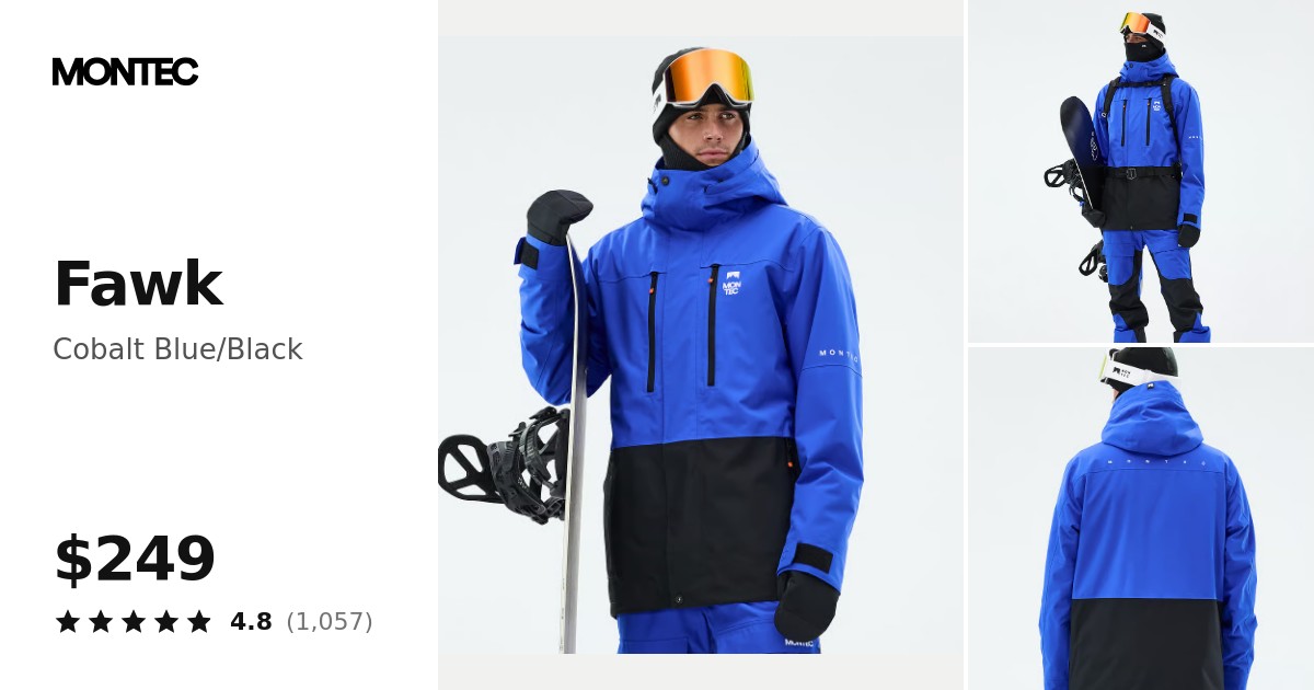 Montec Fawk Snowboard Jacket Men Cobalt Blue/Black | Montecwear.com