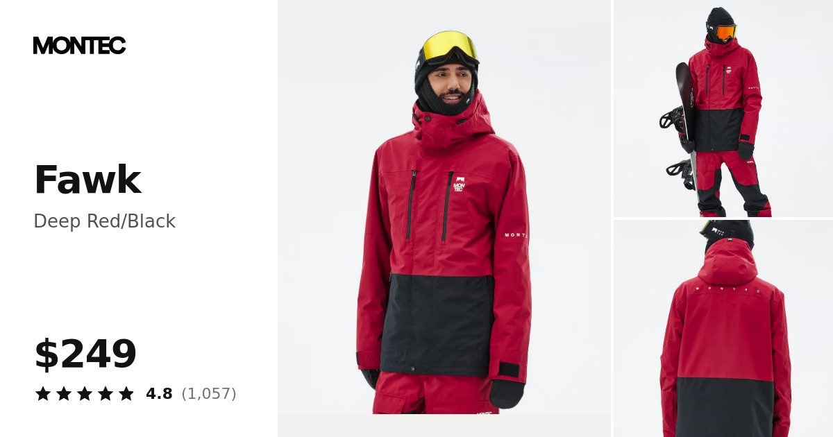 Montec Fawk Snowboard Jacket Men Deep Red/Black | Montecwear.com