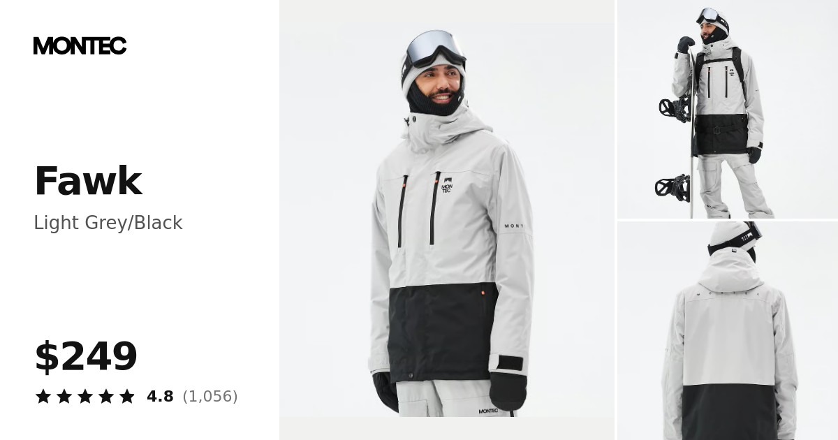 Montec Fawk Snowboard Jacket Men Light Grey/Black | Montecwear.com