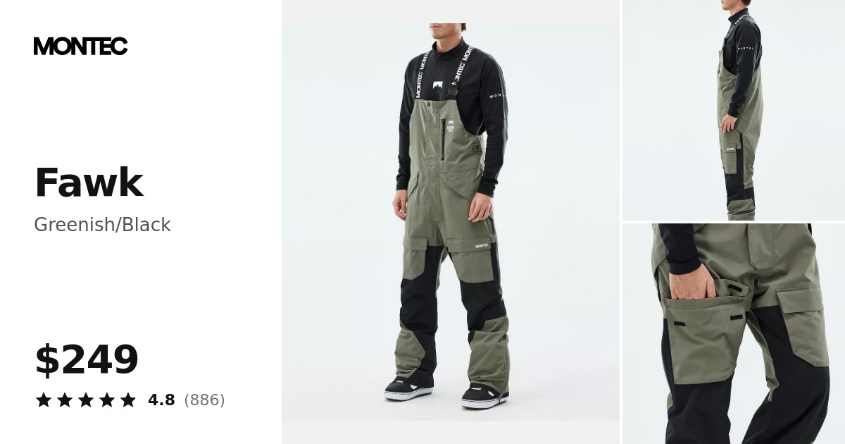 Montec Fawk Snowboard Pants Men Greenish/Black | Montecwear.com