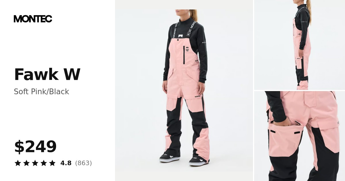Montec Fawk W Snowboard Pants Women Soft Pink/Black | Montecwear.com