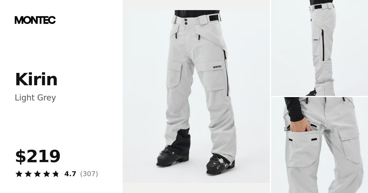 Montec Kirin Ski Pants Men Light Grey | Montecwear.com