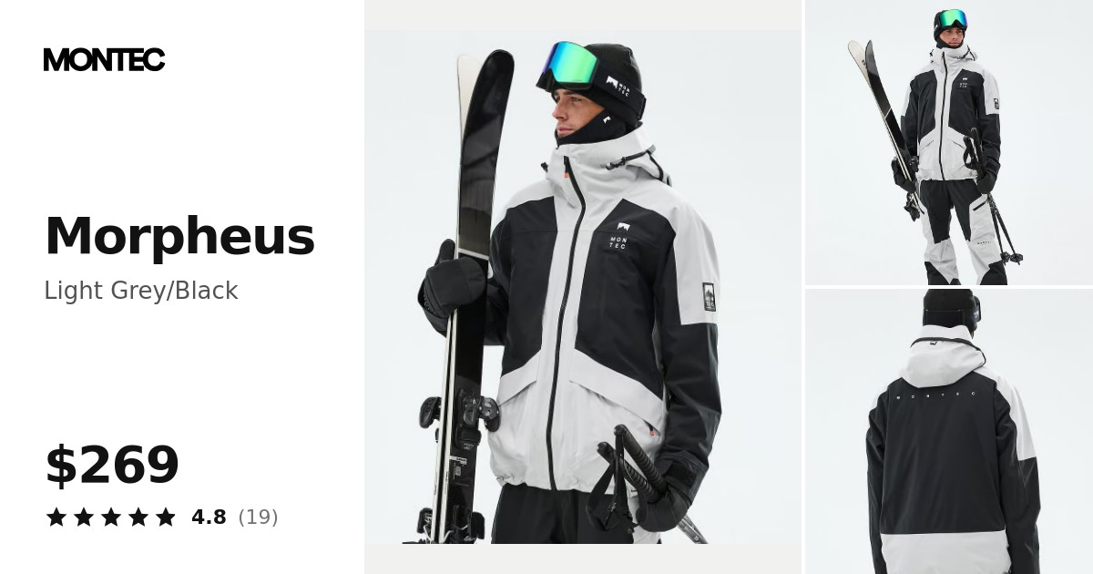 Montec Morpheus Ski Jacket Men Light Grey/Black | Montecwear.com