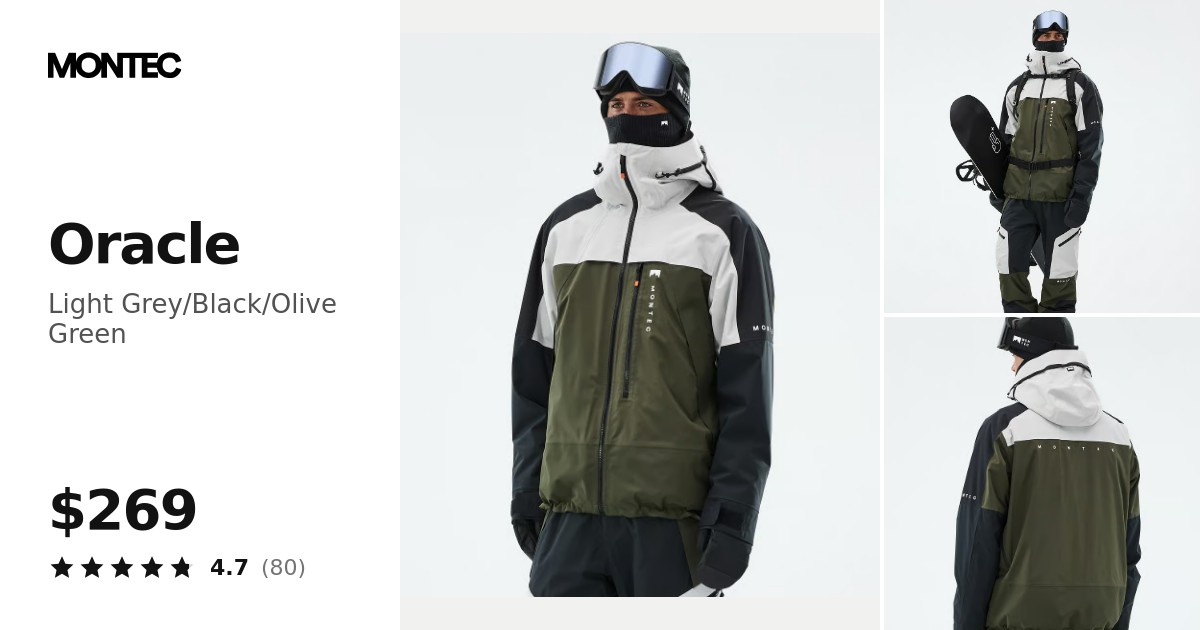 Montec Oracle Snowboard Jacket Men Light Grey/Black/Olive Green