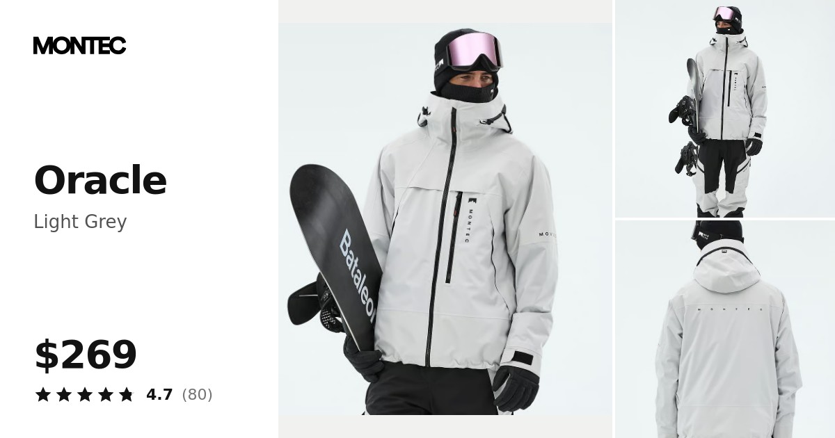 Montec Oracle Snowboard Jacket Men Light Grey | Montecwear.com