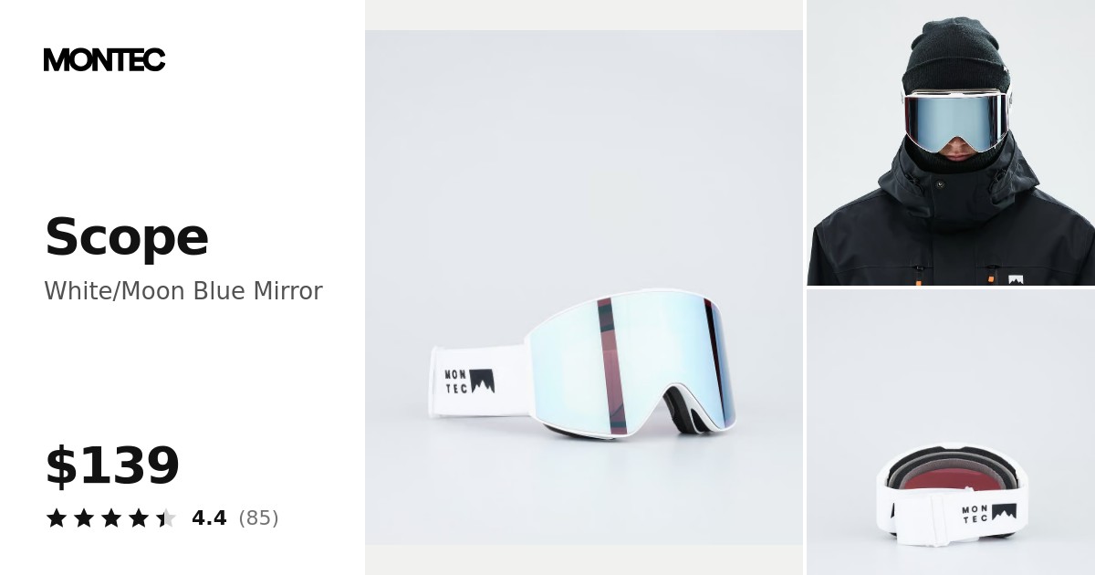 Montec Scope Ski Goggles Men White/Moon Blue Mirror | Montecwear.com