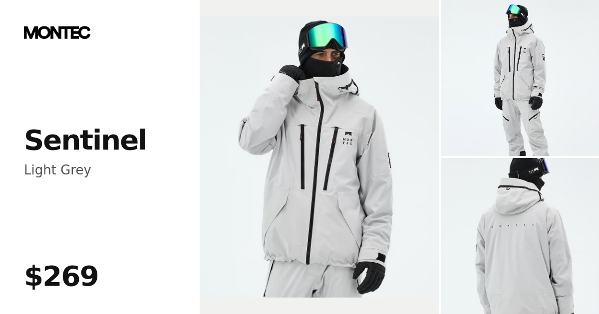 Montec Sentinel Snowboard Jacket Men Light Grey | Montecwear.com