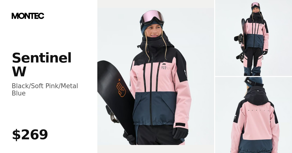 Montec Sentinel W Snowboard Jacket Women Black/Soft Pink/Metal