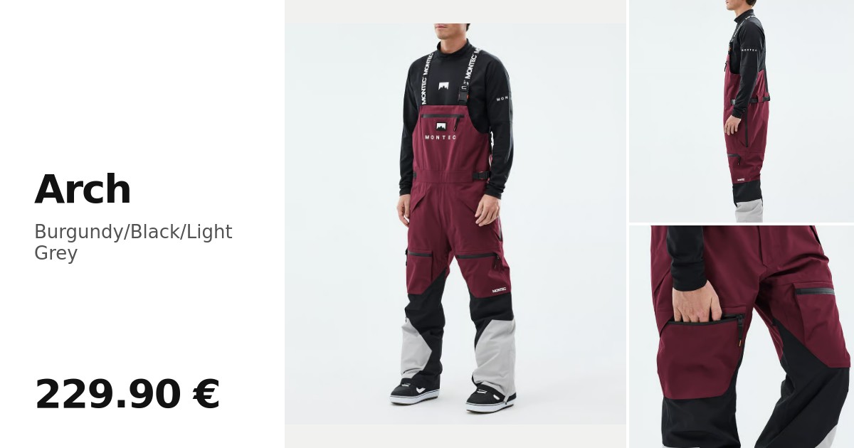 Montec Arch Snowboard Pants Men Burgundy/Black/Light Grey